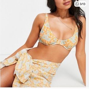 NWT Rhythm Apricot Floral Underwire Bikini Top